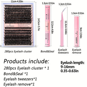 Kit Complet de 280 Pièces de Cils en Grappe