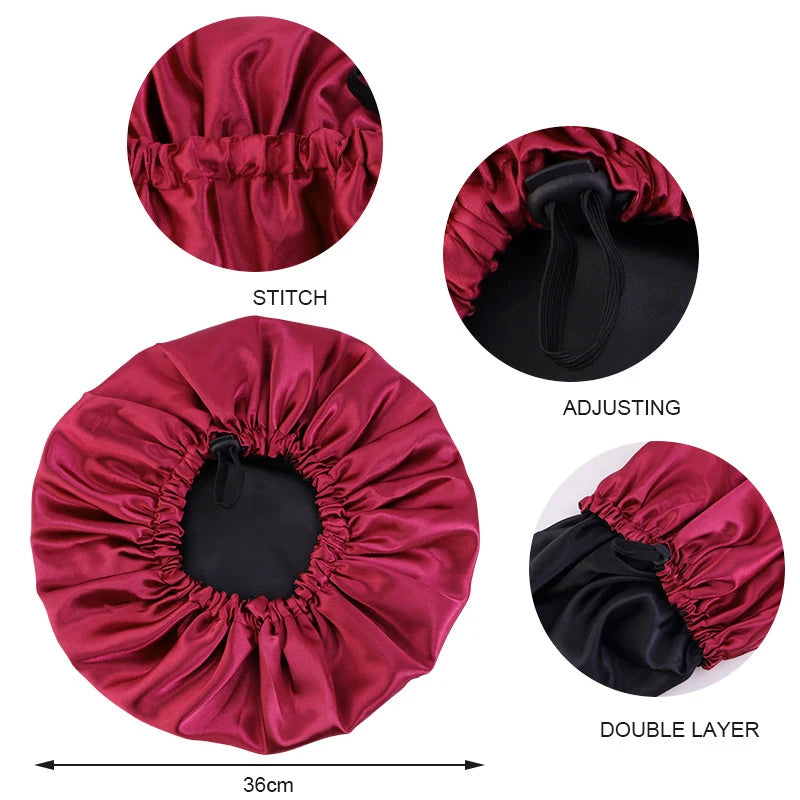 Bonnet de Nuit Réversible à Double Couche en Soie